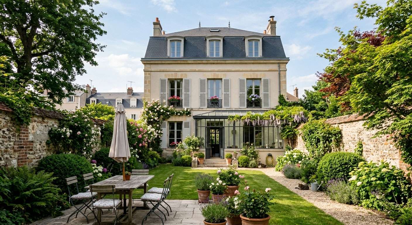 Vue d'une rue résidentielle tranquille en Ile-de-France