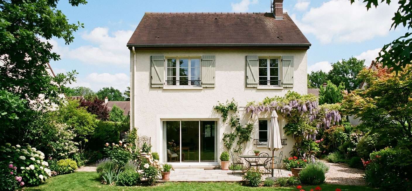 Vue d'une rue résidentielle tranquille en Ile-de-France