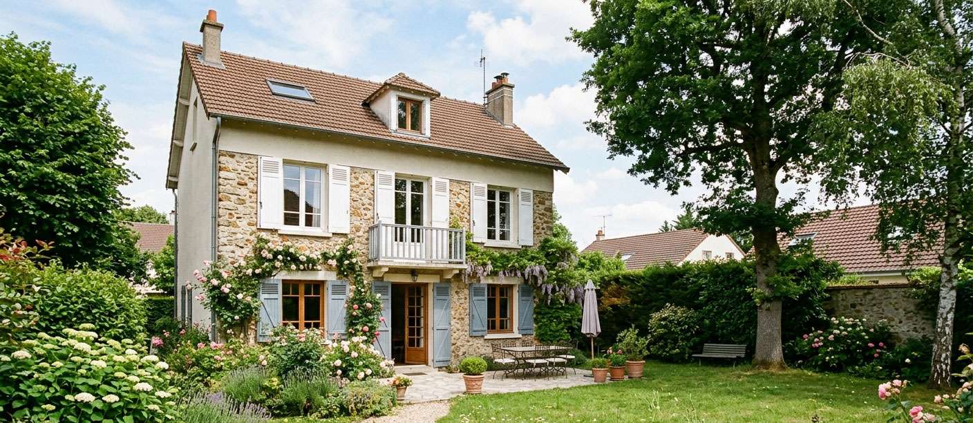 Vue d'une rue résidentielle tranquille en Ile-de-France