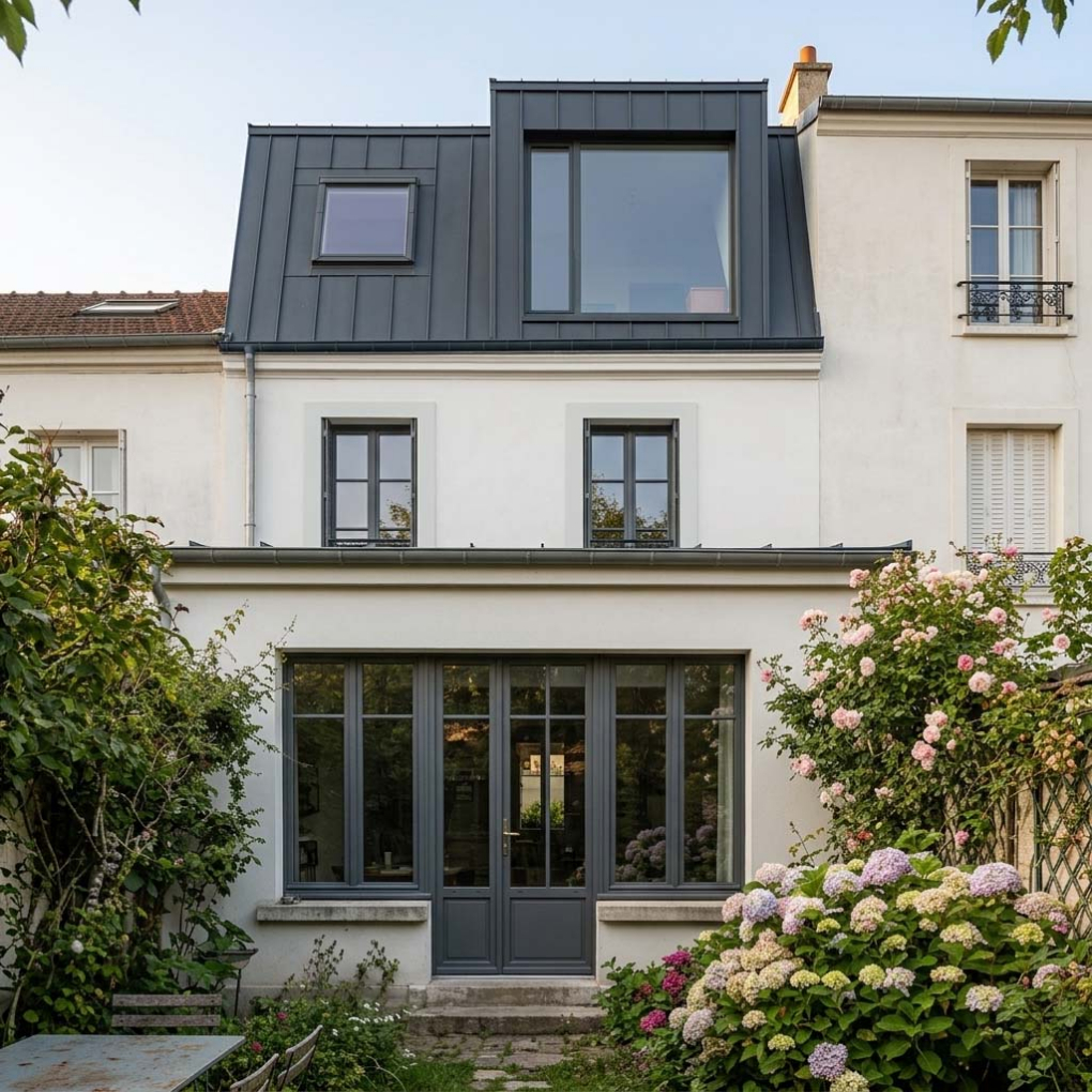 Surélévation totale d'une maison avec création d'un nouvel étage à Boulogne-Billancourt