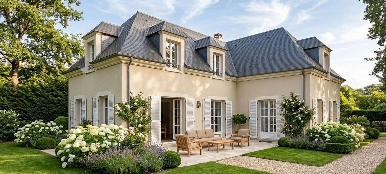 Vue d'une rue résidentielle tranquille en Ile-de-France